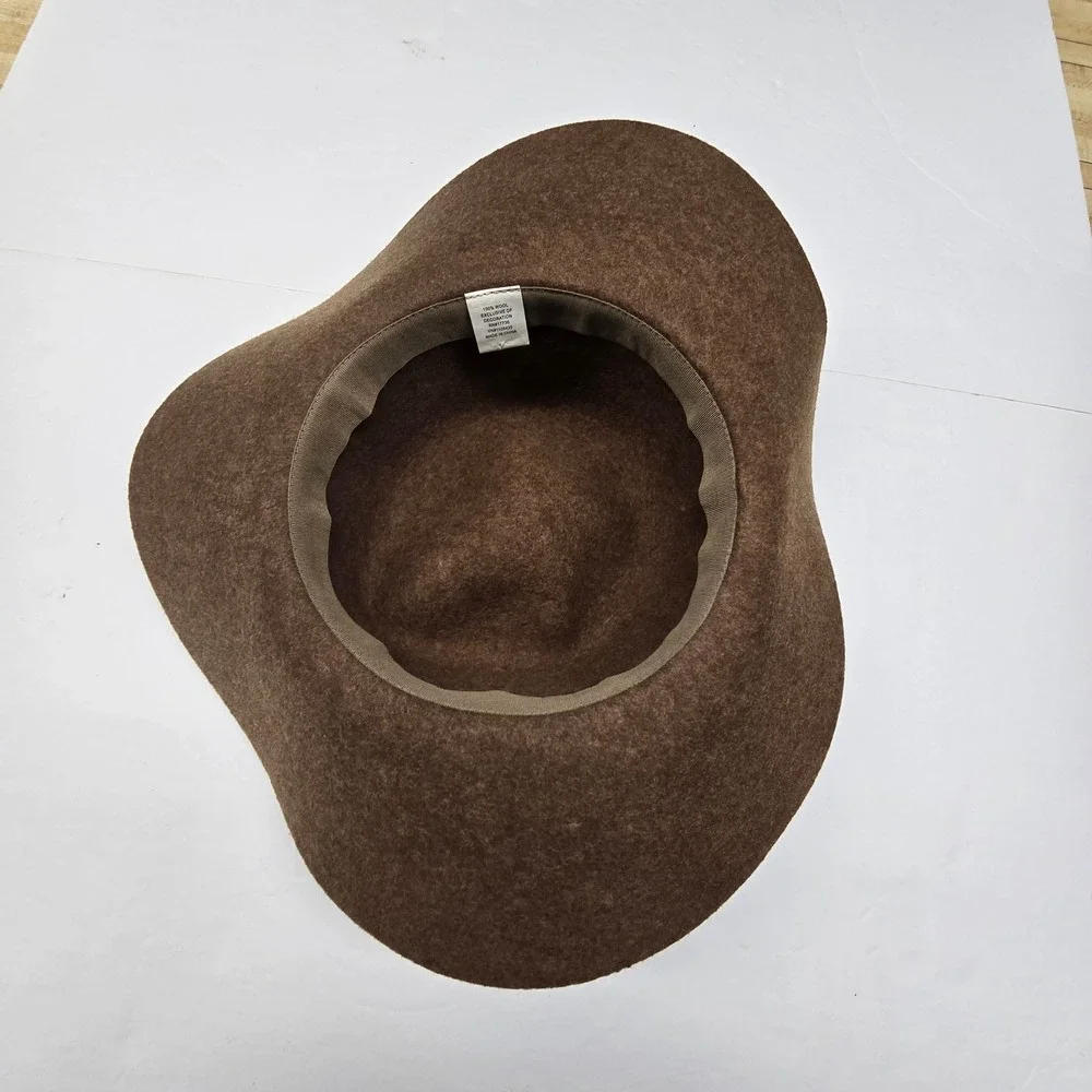Wide Brim Floppy Hat Womens OS Brown 100% Wool Boho Western Fedora Fall Cowgirl